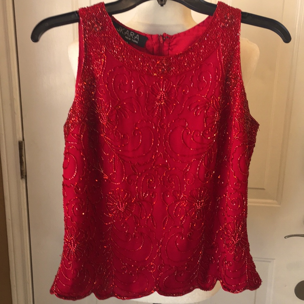 Elegant beaded red blouse size medium